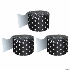 Promo ๐งจ Carson Dellosa Education Black with White Polka Dots Rolled Scalloped Border, 65 Feet Per Roll, Pack of 3 ๐