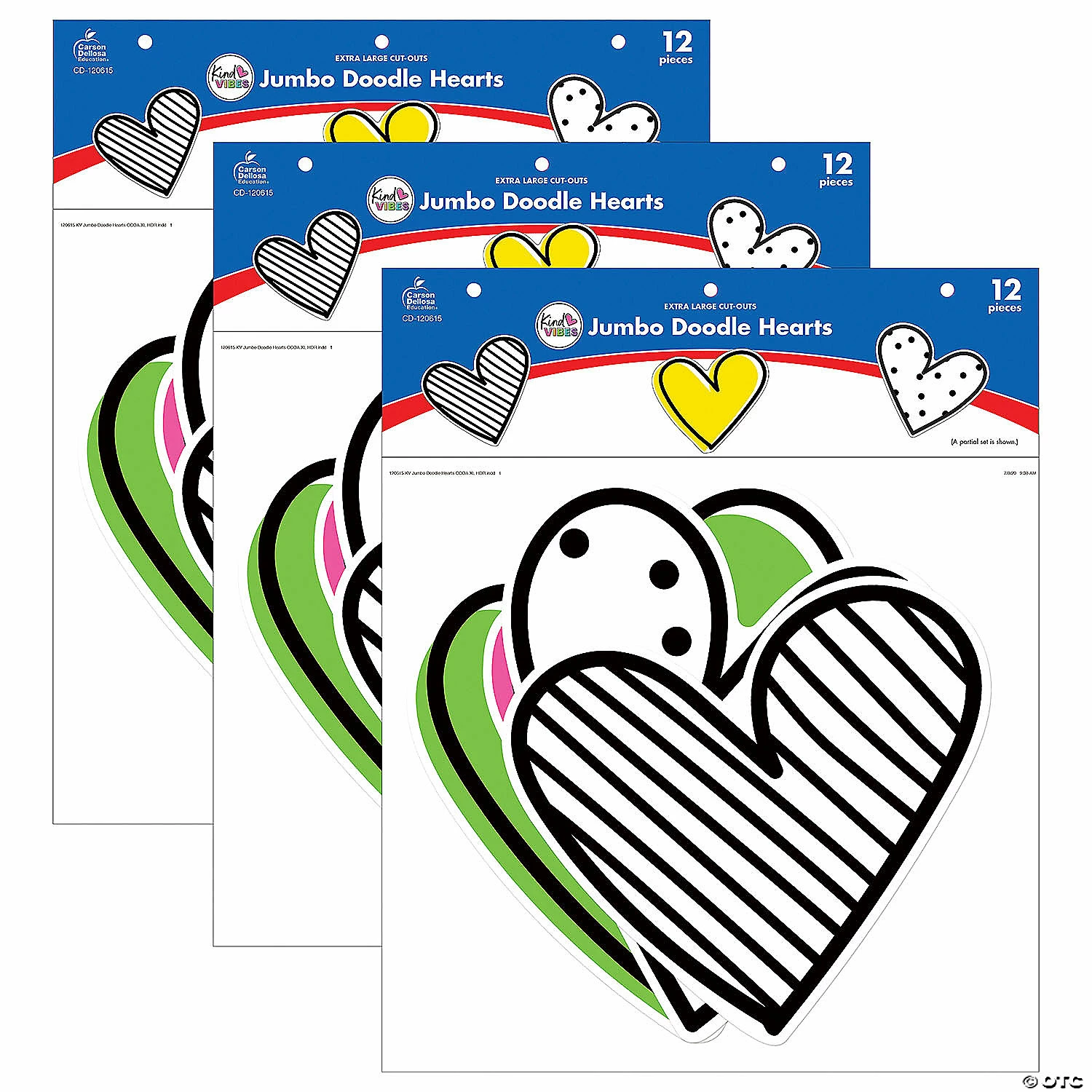 Top 10 ๐คฉ Carson Dellosa Education Kind Vibes Jumbo Doodle Hearts Cut-Outs, 12 Per Pack, 3 Packs โ