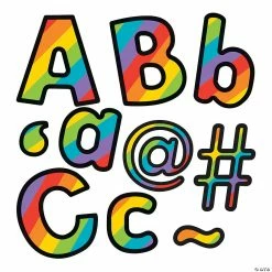 Discount 🔔 Carson-Dellosa® Rainbow Stripe Bulletin Board Letters - 219 Pc. 👏