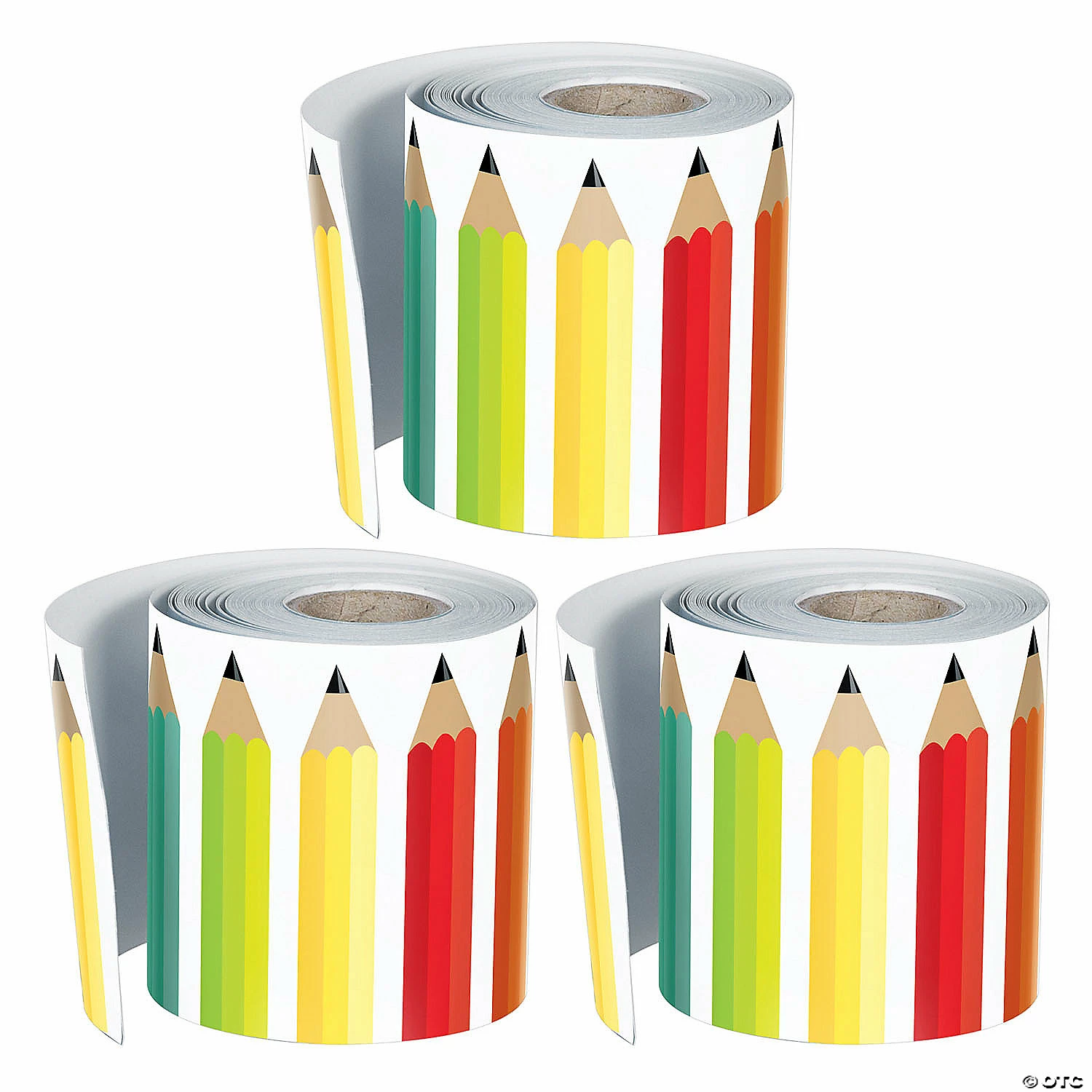 Brand new π Schoolgirl Style Black, White & Stylish Brights Pencils Rolled Straight Border, 36 Feet Per Roll, Pack of 3 π