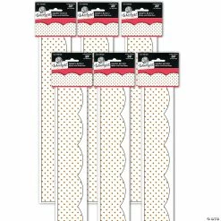 Budget ๐งจ Schoolgirl Style Simply Boho White with Gold Dots Scalloped Borders, 39 Feet Per Pack, 6 Packs ๐