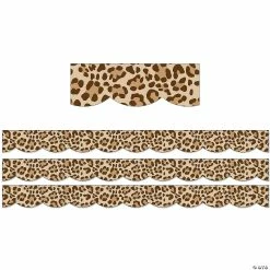 Brand new ๐คฉ Schoolgirl Style Simply Safari Leopard Scalloped Border, 39 Feet Per Pack, 3 Packs ๐