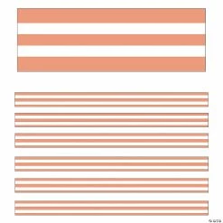Cheap 🤩 Schoolgirl Style Simply Stylish Coral & White Stripes Straight Borders, 36 Feet Per Pack, 6 Packs 😉