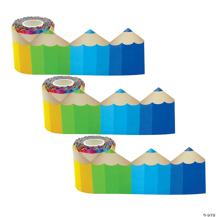 Best Sale ๐ Teacher Created Resources Colored Pencils Die-Cut Rolled Border Trim, 50 Feet Per Roll, 3 Rolls ๐ฅฐ