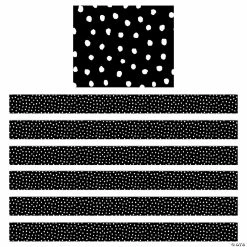 Budget 👍 Teacher Created Resources White Painted Dots on Black Straight Border Trim, 35 Feet Per Pack, 6 Packs ✔️